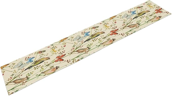 Brown Bird Floral Table Runner Spring Flower Kitchen Table Decoration Suitable - Image 2