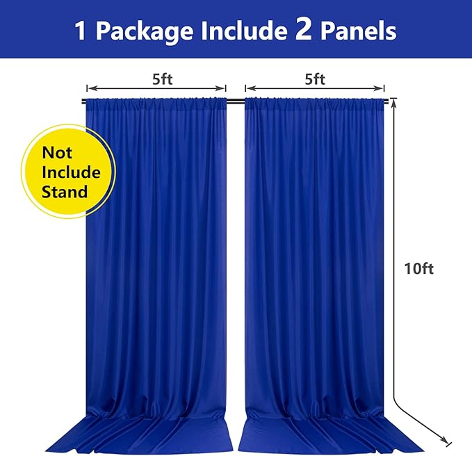 10ft x 10ft Royal Blue Backdrop Curtains - Image 2