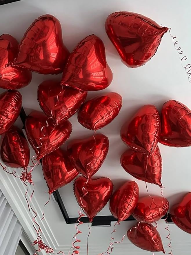Red Heart Balloons, 18 Inch Red Heart Foil Shape Balloon - Image 5