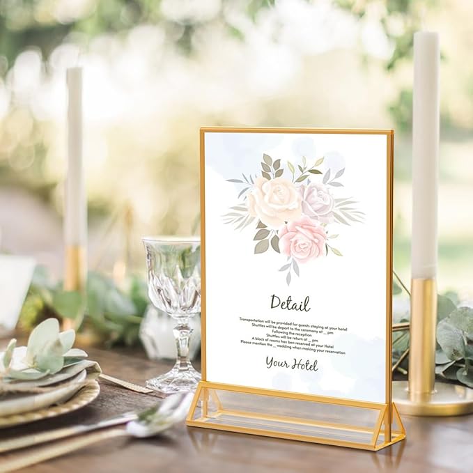Acrylic Sign Holder 8.5X11 Gold Picture Frame Double Sided Acrylic Frame - Image 6