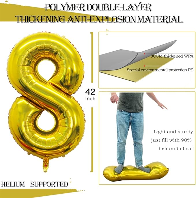 GOER Number 80 Balloons for 80th Birthday Party Decorations, 42 Inch Jumbo Foil - Image 2