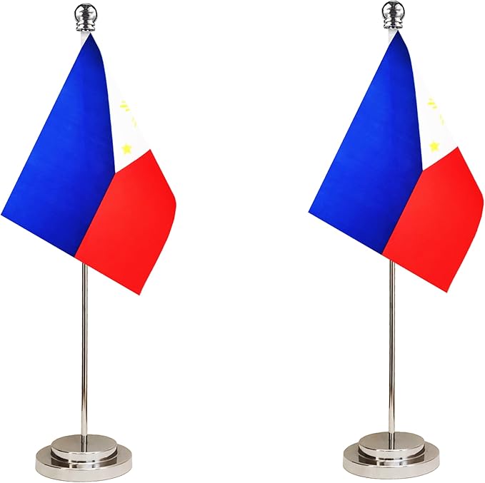 Philippines Filipino Deluxe Desk Flag Set Small Mini Miniature Philippines by tibijoy