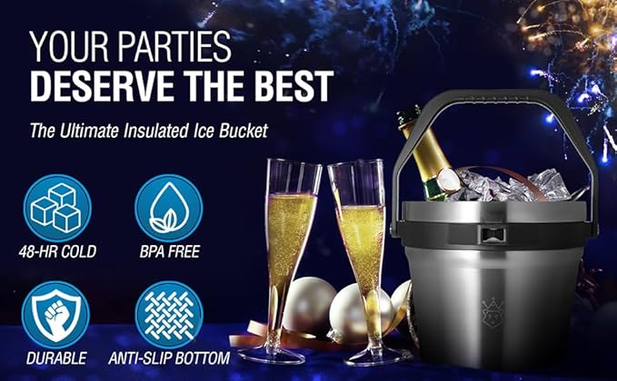 Insulated Ice Bucket with Lid & Scoop-XL Double-Walled, bar Essentials - Image 4