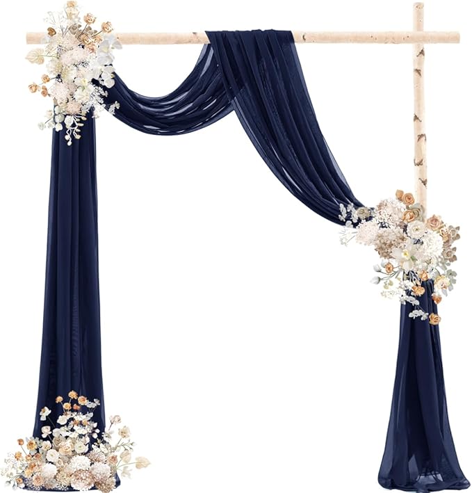 Navy Blue Wedding Arch Draping Fabric 29" x 20 FT Navy Wedding Drapes - Image 2