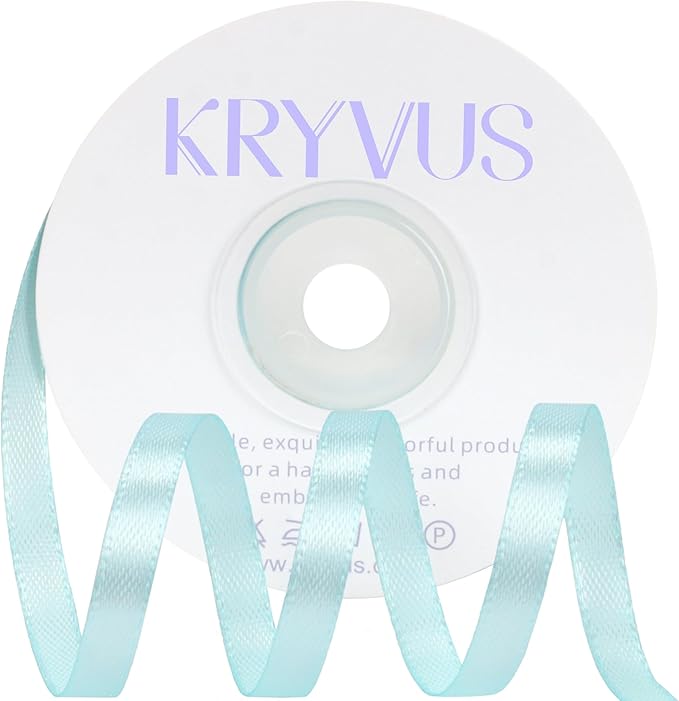 Light Blue Satin Ribbon 1/4 inch X Continuous 25 Yards, Single Face Polyester by Kryvusribbon