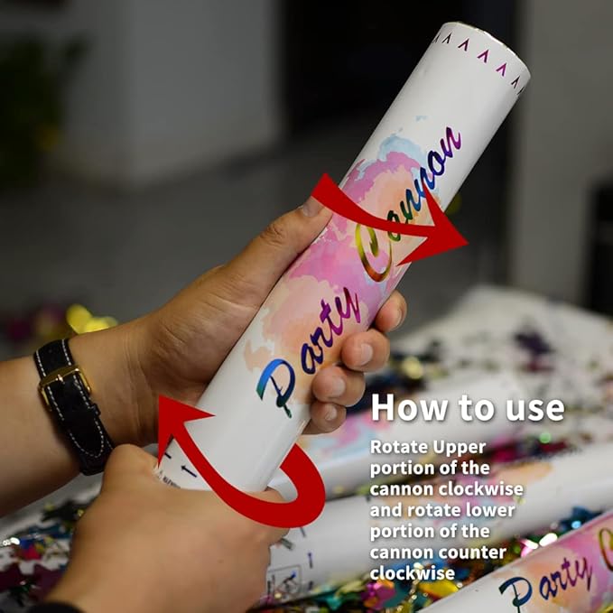 12 Inch Confetti Cannon Party Poppers Party Supplies, Air Powered | Launches - Image 6