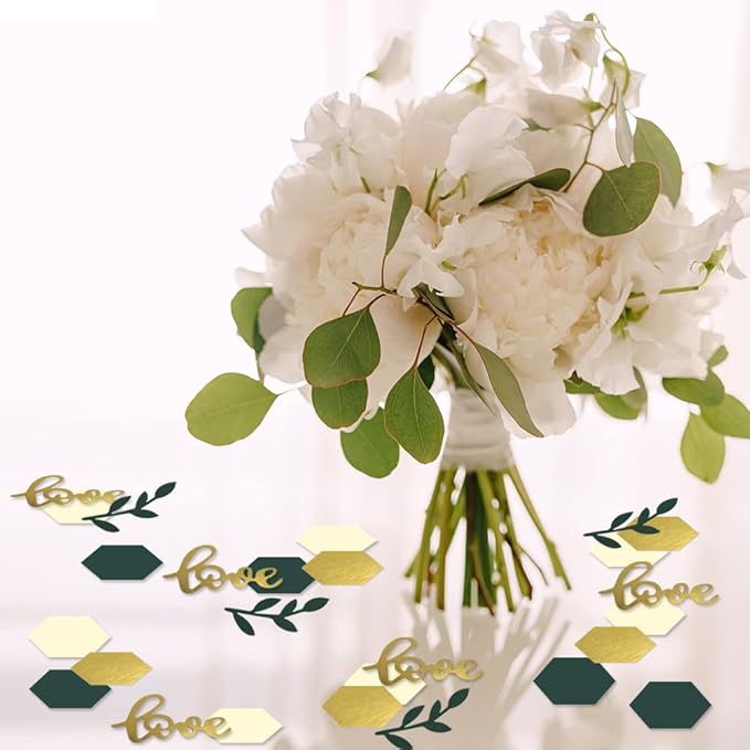 Greenery Wedding Table Confetti, Boho Love Theme Party Confetti, Sage Leaf - Image 4