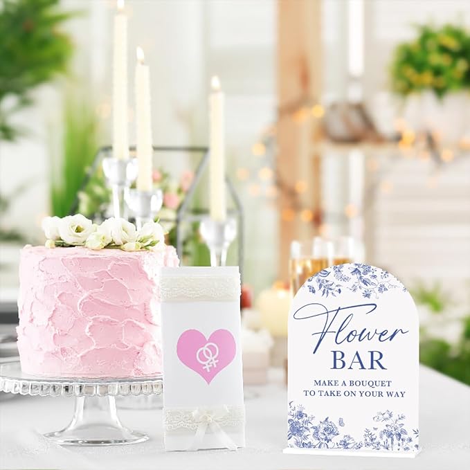 Acrylic Wedding Signs, Dusty Blue Wedding Decor, Flower Bar Desk Decor - Image 6