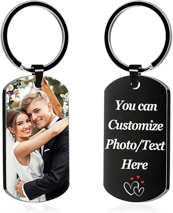 Custom Keychain with Picture, Personalized Keychain with Engraved Photo/Text by MILLUM