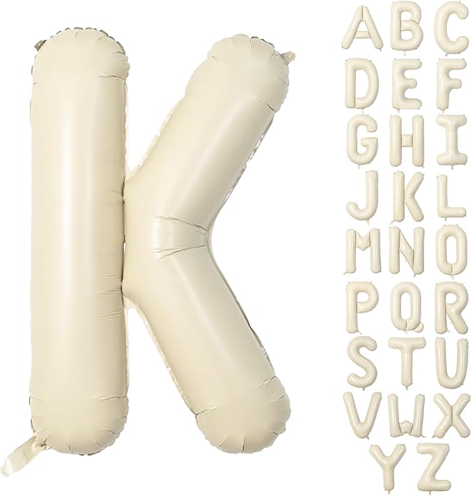 40 Inch Letter Balloons K, Big Custom A-Z Alphabet Foil Name Balloon Cream White by KAINSY