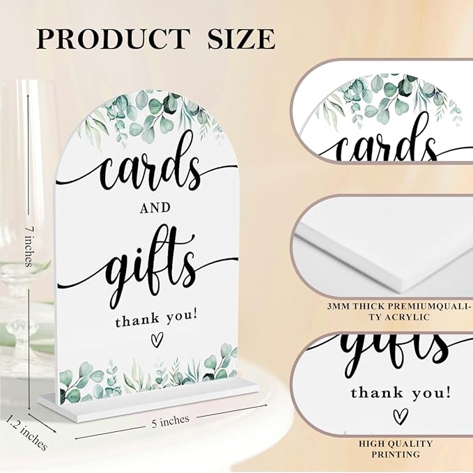 2 Pcs Acrylic Wedding Signs for Reception, Bridal Shower Decorations, Cards and - Image 2