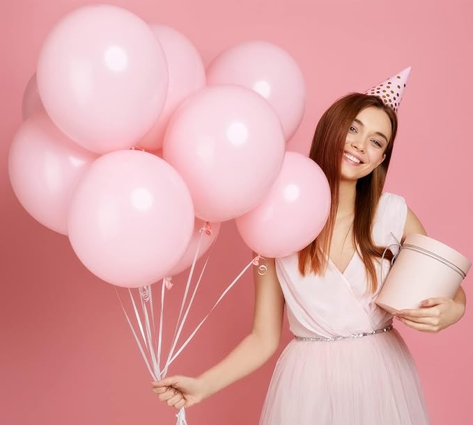 100pcs Pastel Pink Balloons, 12 inch Light Pink Latex Party Balloons Helium - Image 5