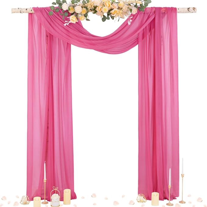 Socomi Wedding Arch Draping Fabric 29" x 20Ft 1 Panel Fuchsia Sheer Outdoor by Socomi