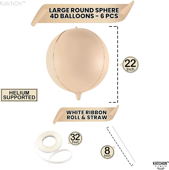 KatchOn, Big 22 Inch Beige Balloons Set - Image 4