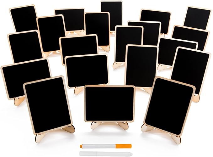 DSTELIN 20 Pack Wood Mini Chalkboards Signs by DSTELIN