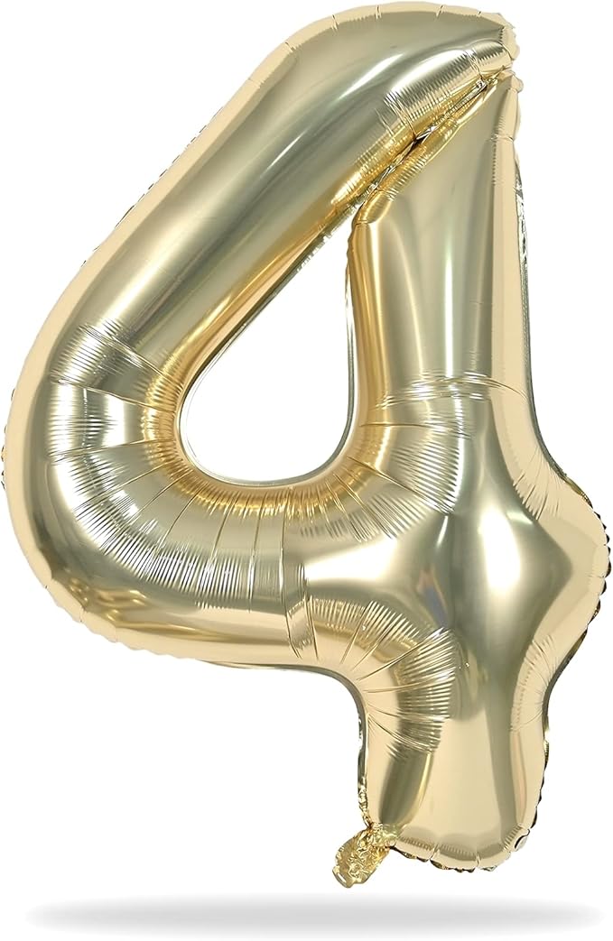 Champagne Gold Foil Balloon Number 4, Large Light Gold Number 4 Helium Balloon - Image 8