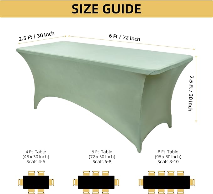 122 6-Pack 6ft Spandex Table Covers - Image 4