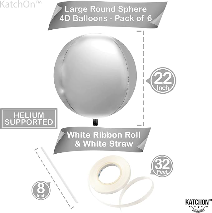 KatchOn Large Silver Balloons - Image 4