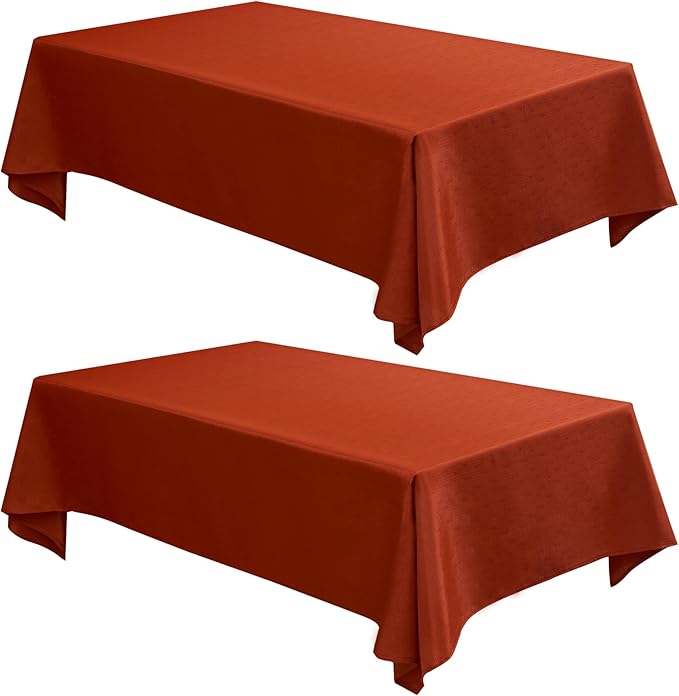 Fitable 2 Pack Faux Linen Fall Tablecloths, Wrinkle Proof Fabric Table Cloth by Fitable
