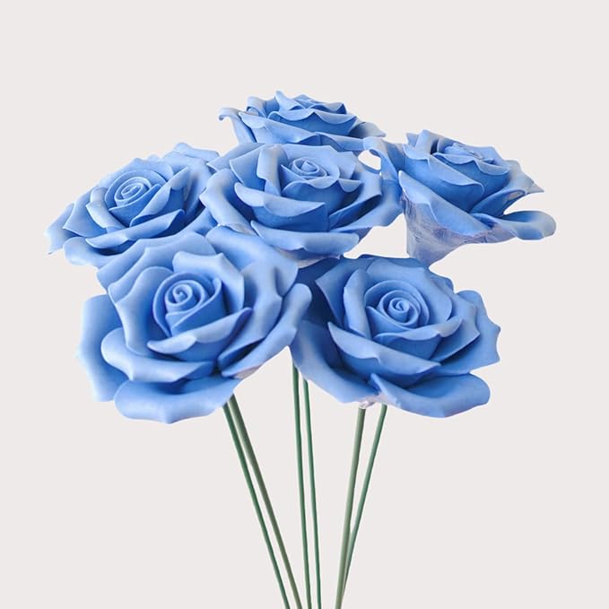 6 pcs Handmade Ceramic Roses, Featuring Vibrant Colors and Intricate Petal by wybdtic
