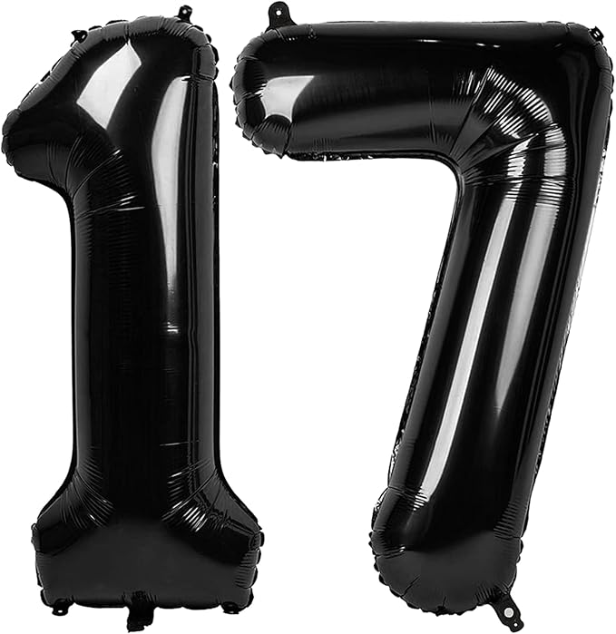 Black Number 17 Balloon by Upgesy