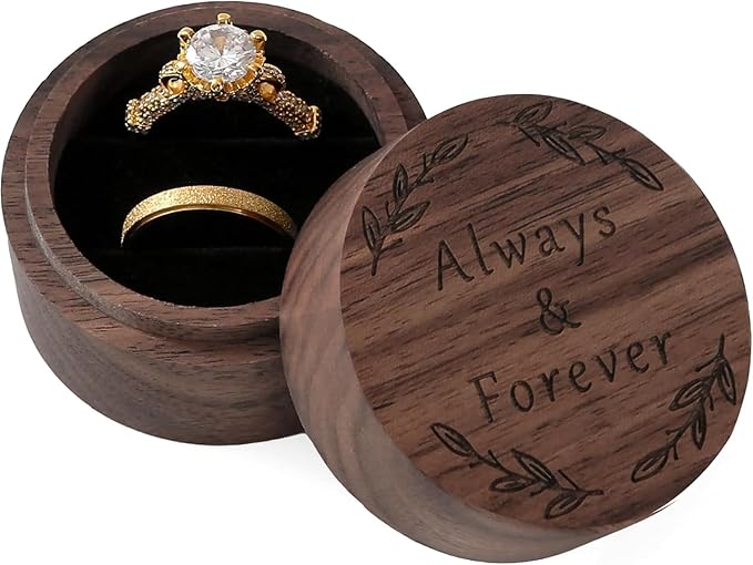 Ring Box, Wooden Ring Box for Wedding Ceremony Ring Bearer Box, Engagement Ring by Unknown