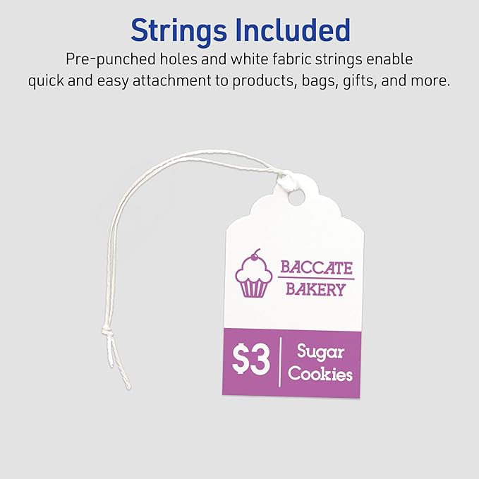 Avery Scalloped Printable Tags, Sure Feed Technology, Includes String, - Image 2