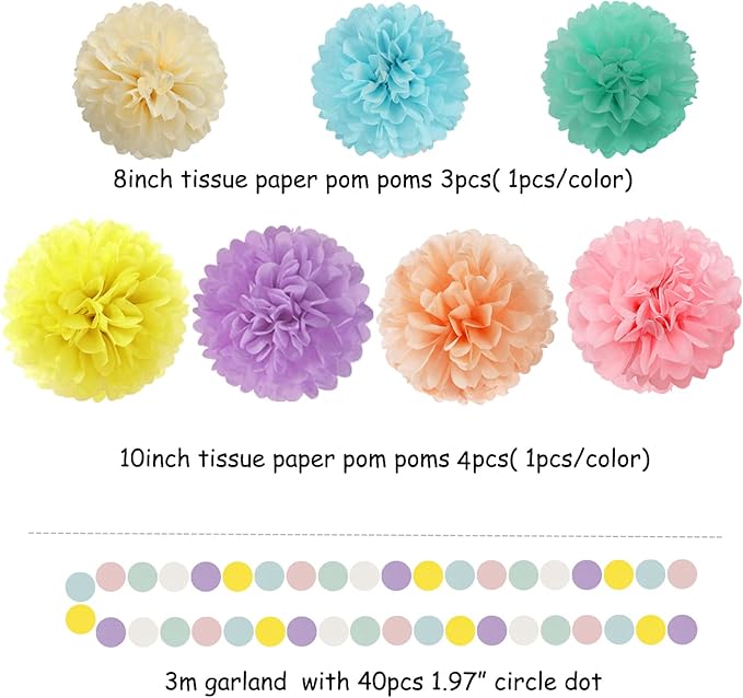 Pastel Rainbow Party-Decorations Supplies Streamers-Garland - Image 3