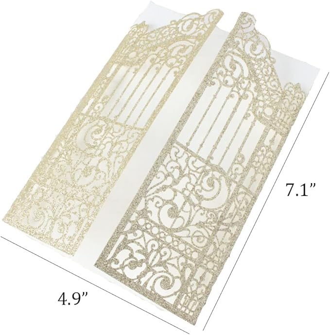 MillaSaw Glittery Gold Gate Laser Cut Invitation Card - Image 3