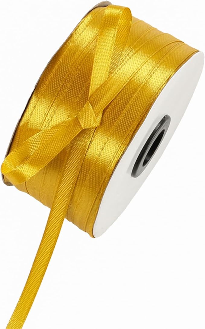 1/4 Inch Gold Satin Ribbon 230 Yards Bulk Fabric Ribbons by Celadora