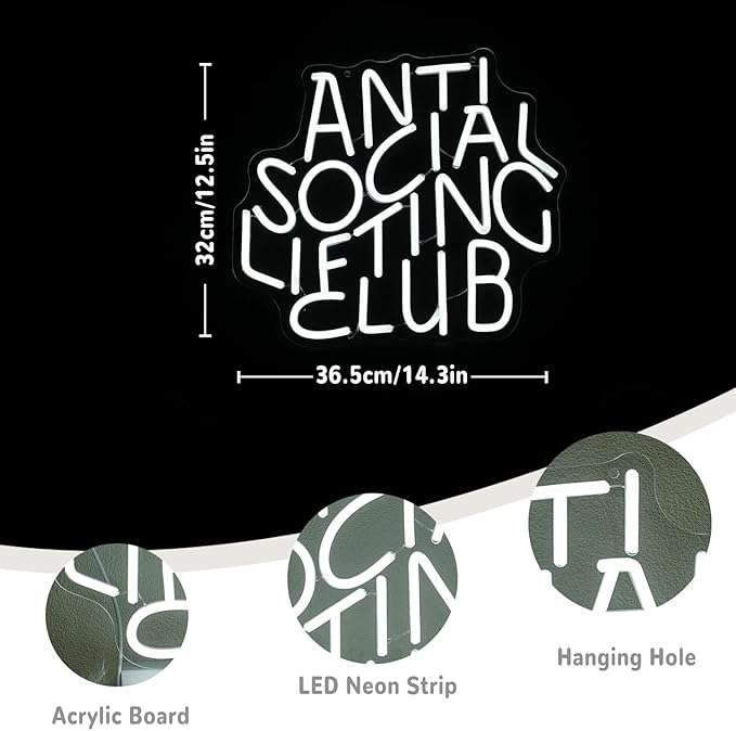 Anti Social Lifting Club Neon Sign - Image 3
