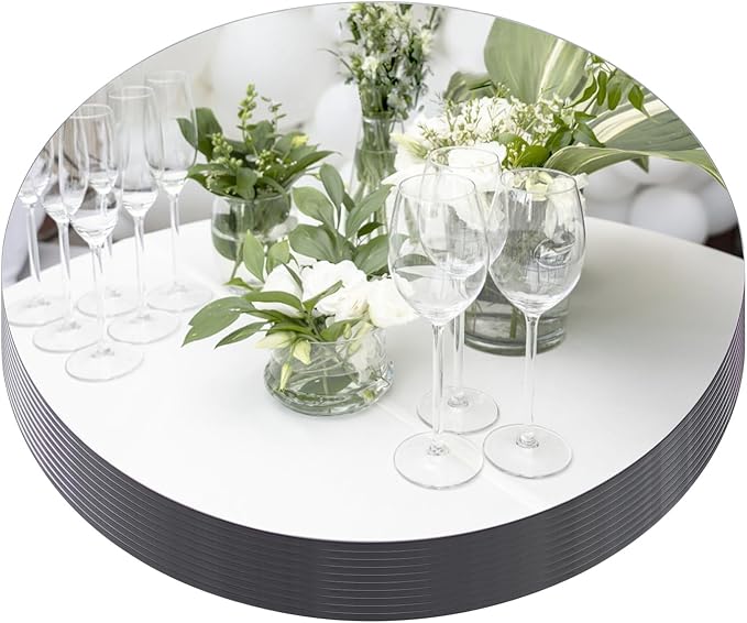 12" Mirror Centerpieces, 2mm Glass Mirror Plates, Mirror Tray, by Mymonfif