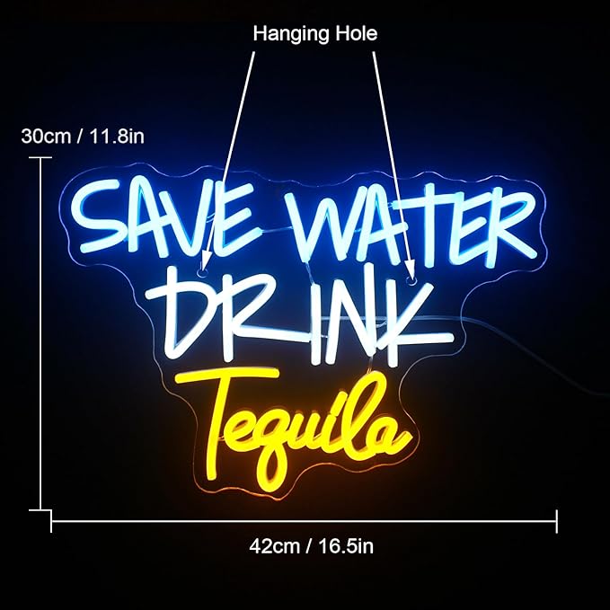 Save Water Drink Tequila Neon Sign Led Neon Lights - Image 2