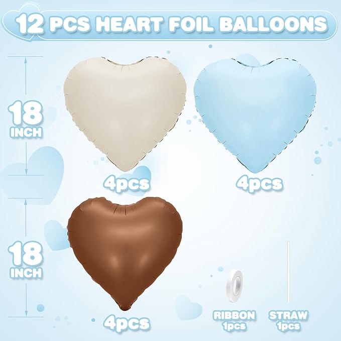 Blue Brown Heart Balloons - Image 2