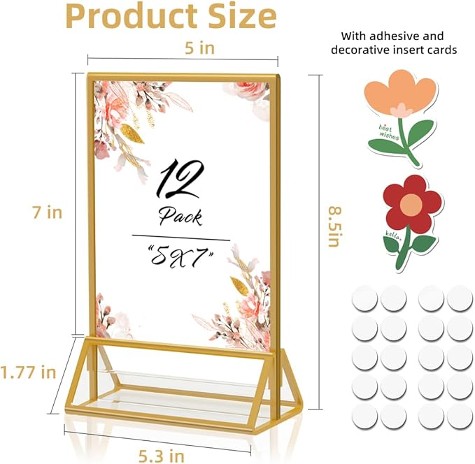 Gold Frames 5x7 Acrylic Sign Holder Double Sided Picture Frames - Image 2