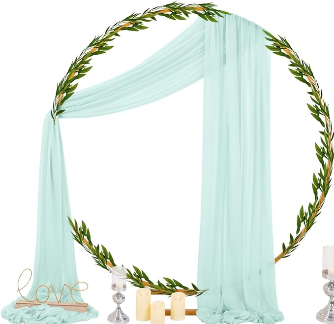 Socomi Wedding Arch Draping Fabric 29" x 20Ft 2 Panels Mint Green Sheer Outdoor - Image 3
