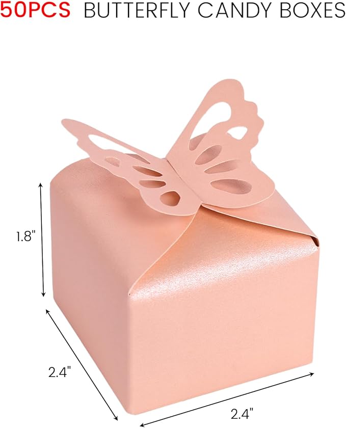 VGOODALL 50PCS Party Favor Boxes, 2.4" x 2.4" x 1.8" 3D Butterfly Candy Boxes - Image 2