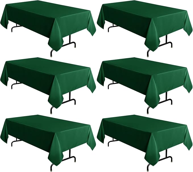sancua 6 Pack Hunter Green Tablecloth 60 x 102 Inch, Rectangle 6 Feet Table by sancua