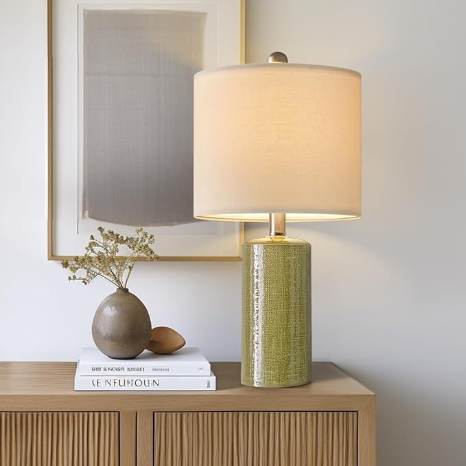 20.25" Small Single Table Lamp for Bedroom Modern Ceramic Nightstand Lamp - Image 5