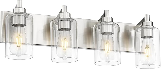 4-Light Bathroom Light Fixtures, Brushed Nickel Vanity Light by Metwet