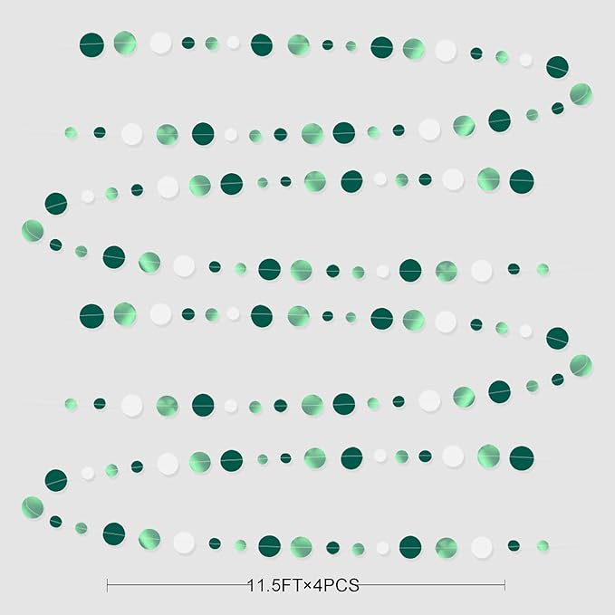46 Ft Sage Green Party Decorations Metallic Sage Green White Polka Dots - Image 2