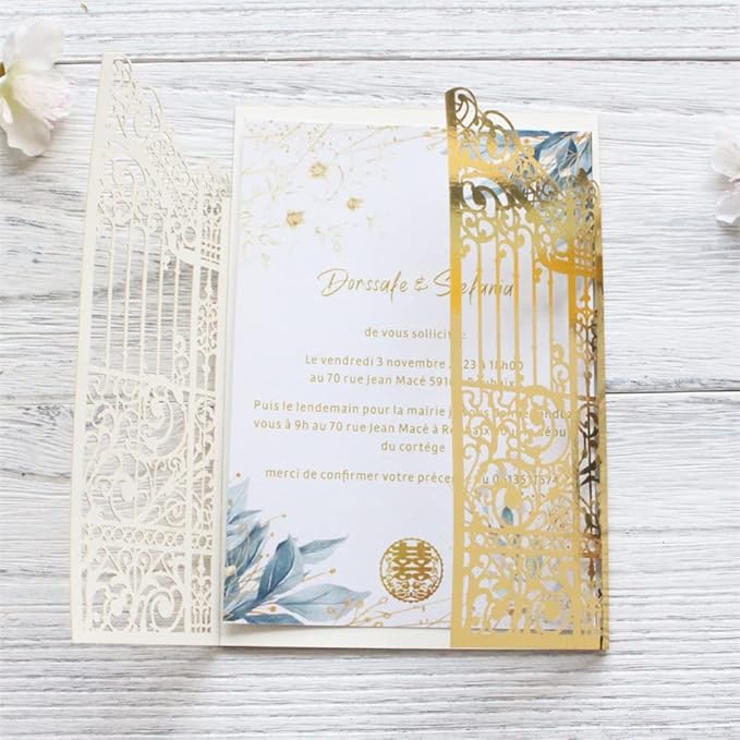 MillaSaw Metallic Gold Gate Invitation - Image 6