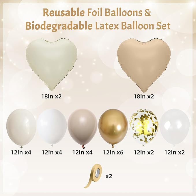 Sand White and Gold Balloons Beige Heart Balloon as Engagement Party Decorations - Image 2