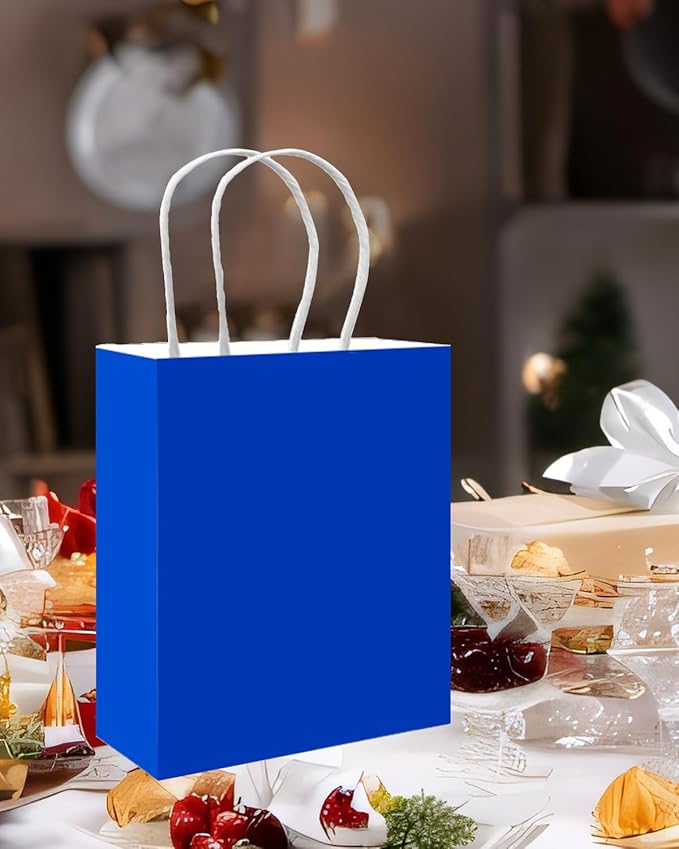 qiqee 50-Packs Diamond Blue Paper Gift Bags - Image 5