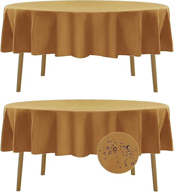 Fokitut 2 Pack Waterproof Round Tablecloth, 90 Inch, Stain Resistant and by BalsaCircle