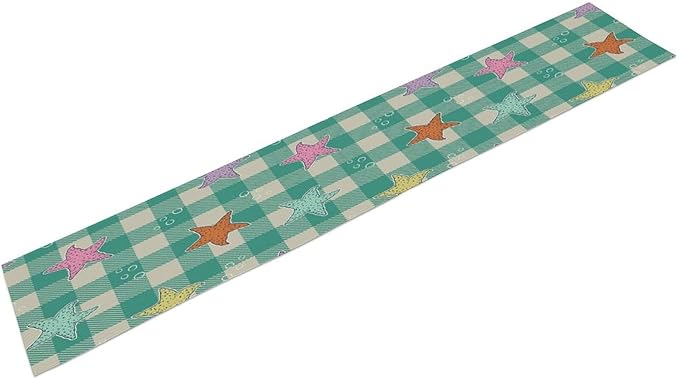 Starfish Plaid Table Flag Green Plaid and Marine Life Starfish Kitchen Table - Image 2