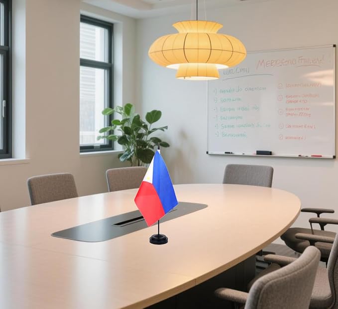 Philippines Desk Flag 12" Solid Pole Deluxe Set Filipino Flags Banner Mini - Image 6