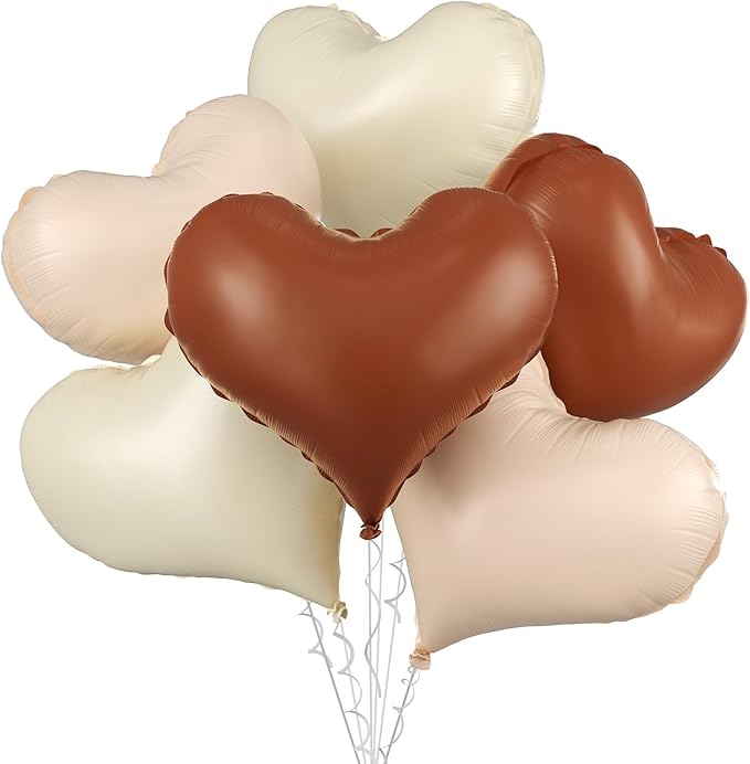 Cream White Beige Heart Balloons, 24Inch Large Heart Foil Balloons by vibzox