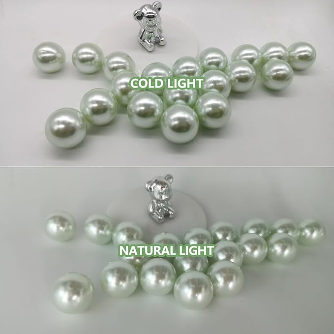 100PCS Light Green Faux Pearls Beads - Image 3