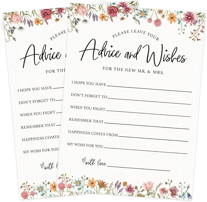 Printed Party Wedding Advice Cards – Wildflower Theme, Bridal Shower Games and - Image 5